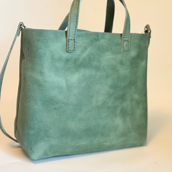 Portland Leather MEDIUM CROSSBODY TOTE Cucumber Green NEW in Box - Picture 7 of 15